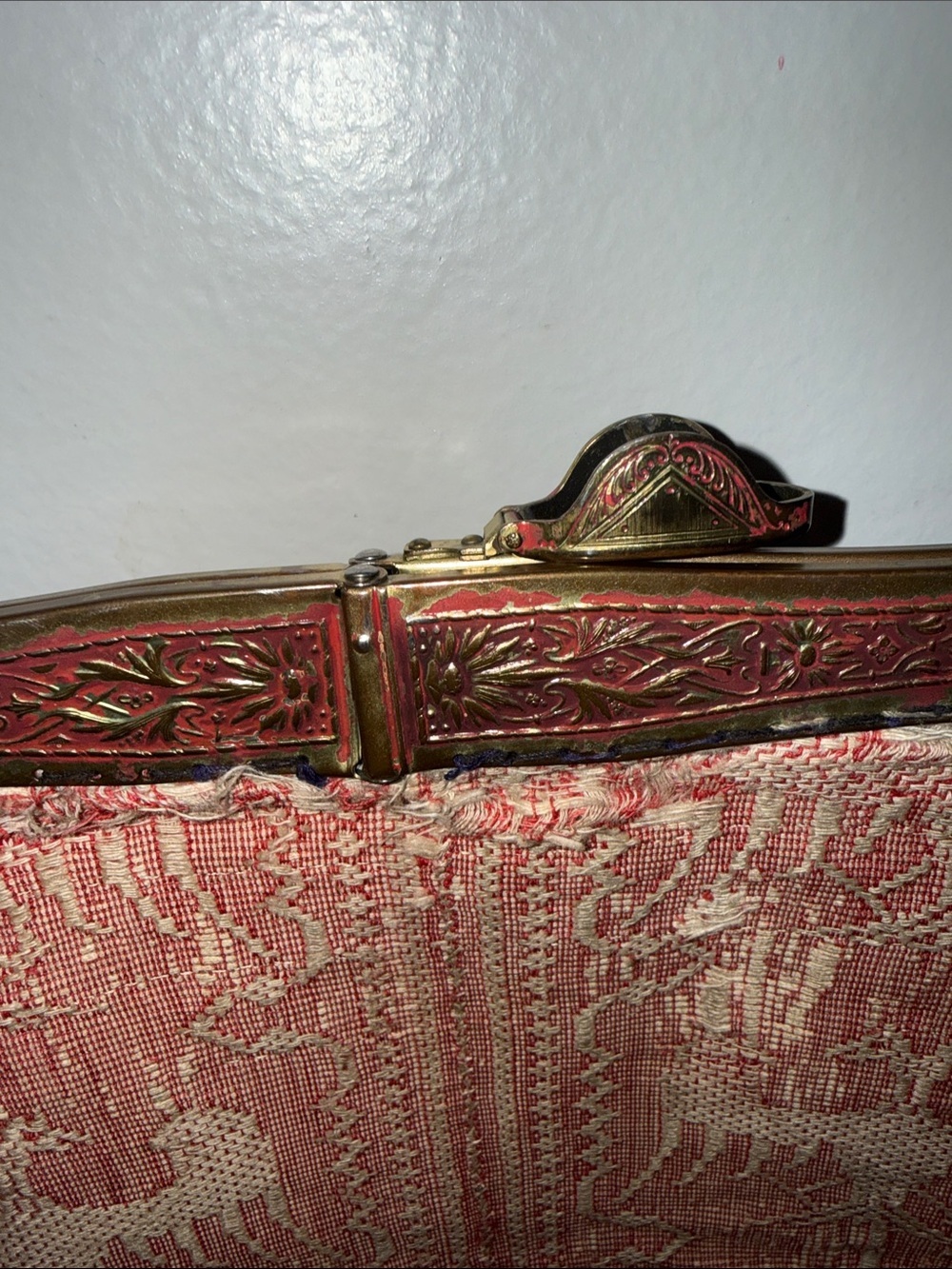 Antique Victorian/Edwardian Woven Tapestry Coin Purse Ornate Brass Frame - Picture 9 of 11